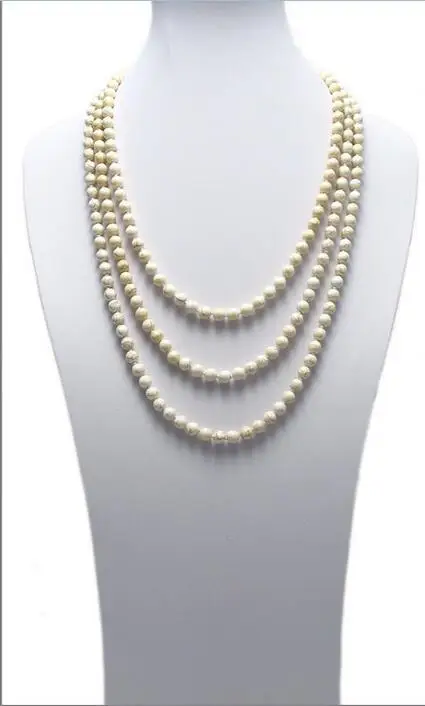 

FREE SHIPPING HOT sell new Style >>>>Genuine 7-8mm White Freshwater pearl Necklace 80 inches Long
