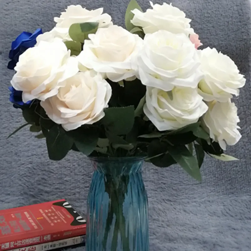 10 Heads Silk Rose Artificial Flowers Fake Bouquet Buch Wedding Home Party Decor 