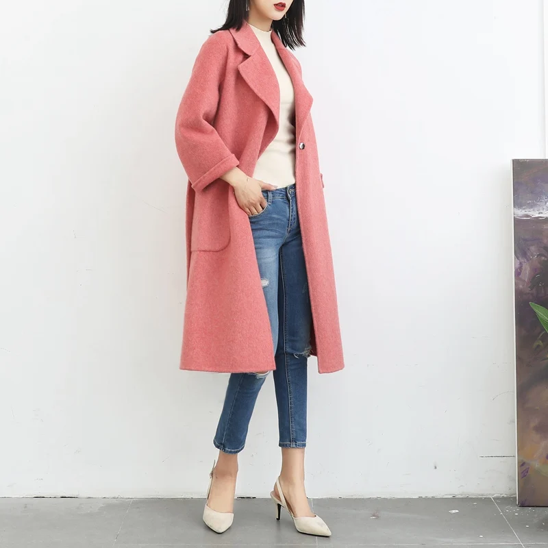 

100% Wool Coat 2019 New Double-sided Cashmere Overcoat Fashion of Women's Middle and Long Albaca Fashion Wool Overcoat Brand