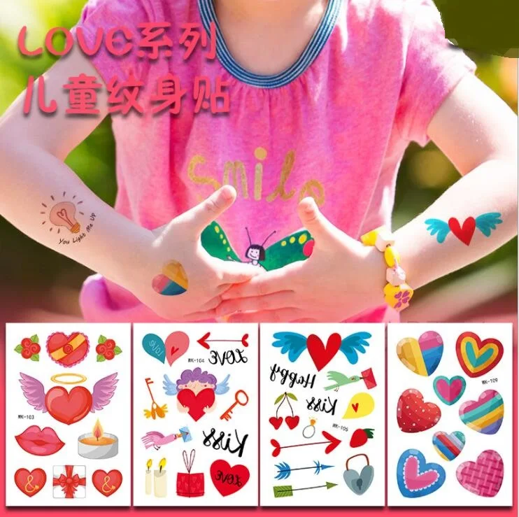 

5Pcs Cute Cartoon LOVE Temporary Tattoo Sticker Body Art Fake Tatoo Children's Gifts Valentine's Day Confession