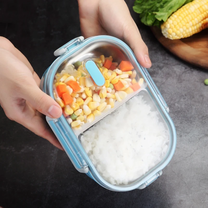 Переносная коробка для ланча, Детская школьная металлическая коробка Bento, кухонный герметичный контейнер для еды, коробка для еды, пластик+ нержавеющая сталь