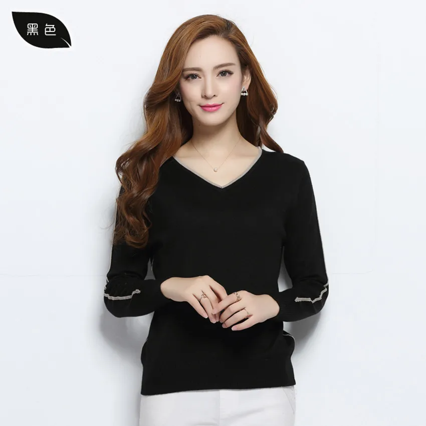 LAFARVIE, самая низкая цена, женская модная верхняя одежда, пуловер, вязаный кашемировый свитер, высокое качество, дизайн, чистый цвет - Цвет: black