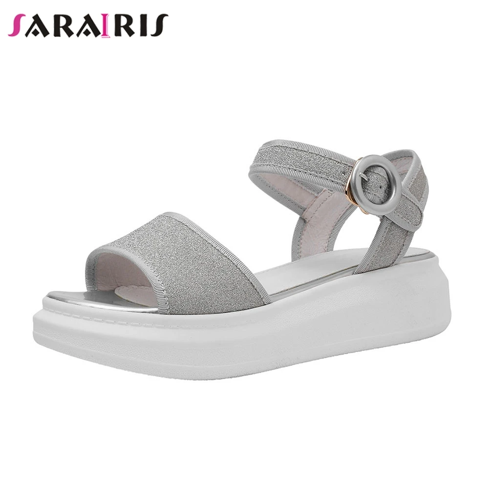 

SARAIRIS Brand New Fashion Summer Sandals 2019 Ladies Flat Platform Bling Women Shoes Woman Casual Sandals Girl Shoes Female