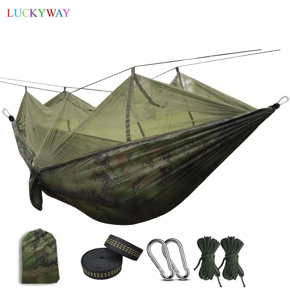 

Dropshipping Portable Mosquito Net Hammock High Strength Parachute Fabric Hanging Bed With Mosquito Net For Outdoor Camping