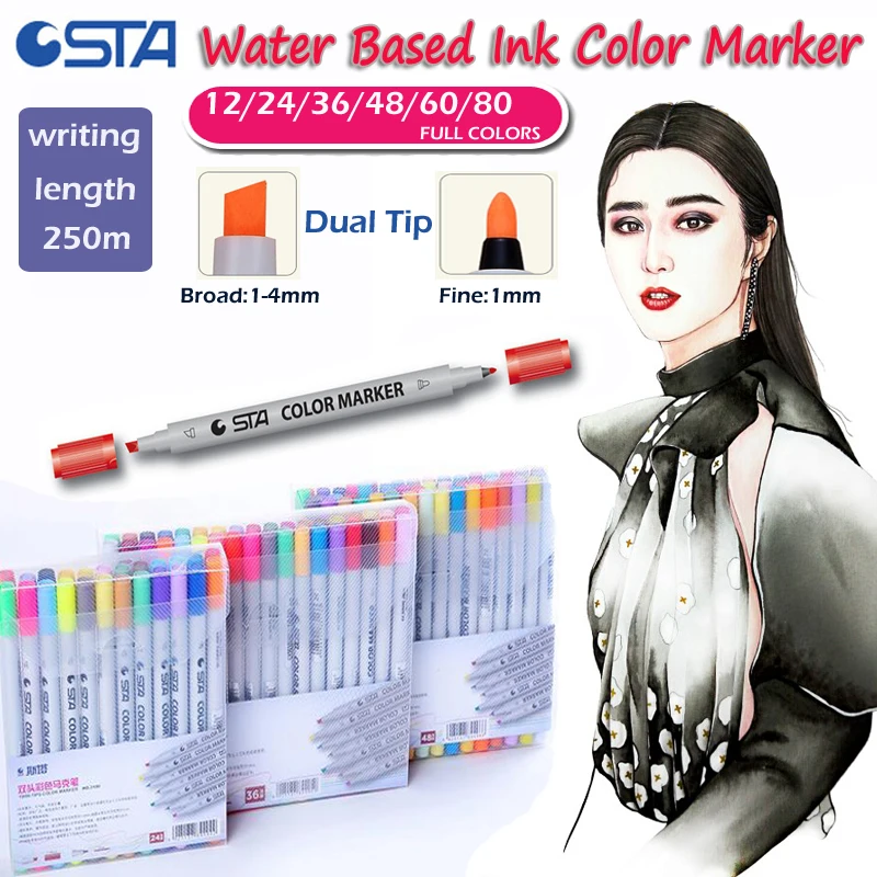 Sta Art Double Marqueur A Pointe A Base D Eau Graphique Dessin Manga Croquis Stylo Avec Feutre Fin Fine Large Conseils Marqueurs Dessiner Manga Comique Aliexpress