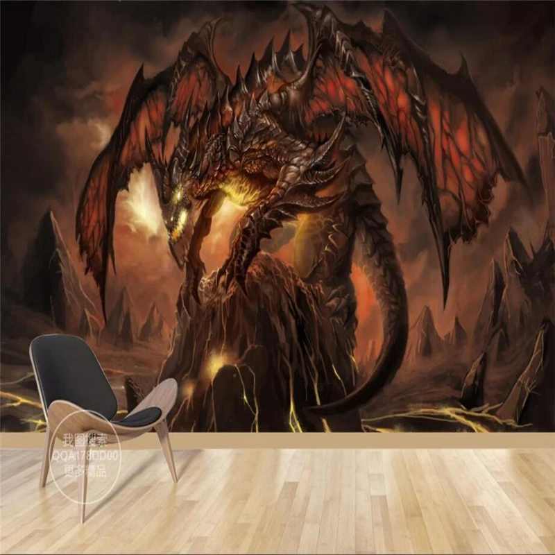 Обои beibehang Games World Warcraft с изображением дракона шелковая ткань фотообои на