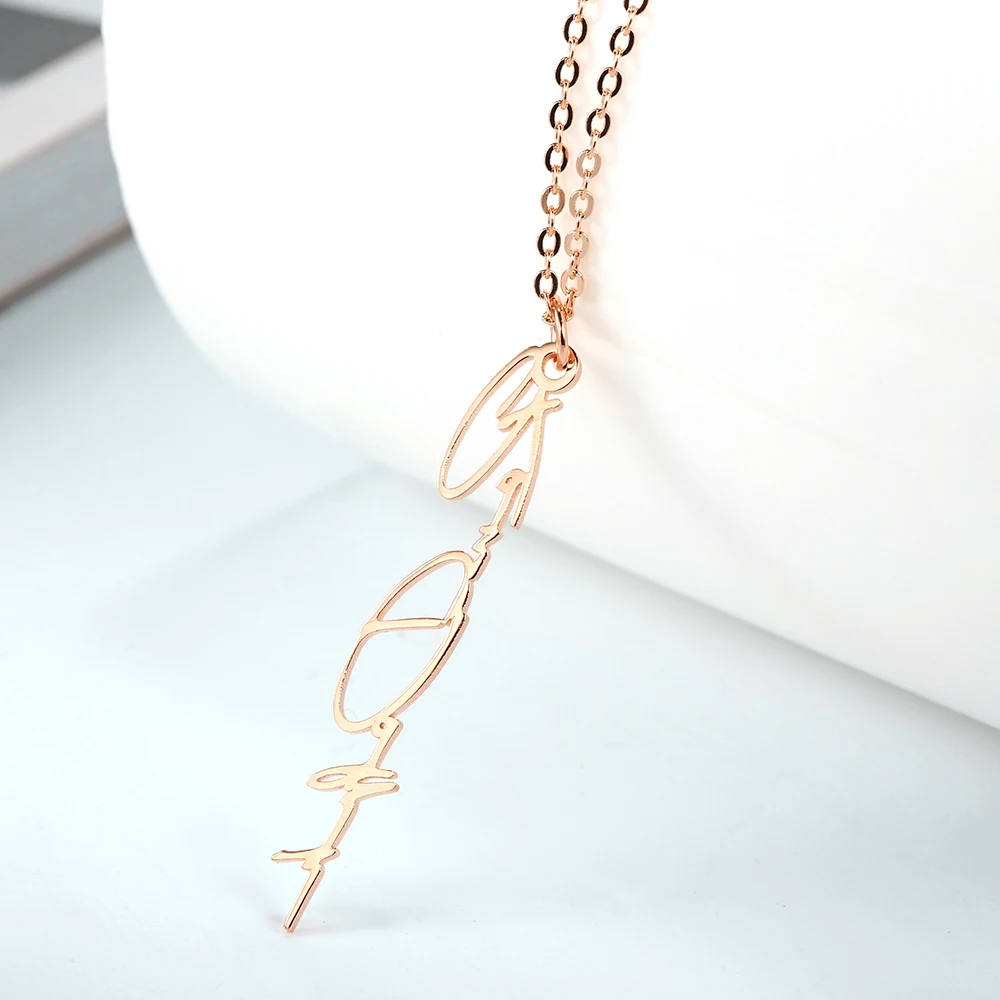 WindJune 925 Silver Custom Name Necklace Women Necklace Handwriting Personalized Pendant Necklace Birthday Gift Wholesale (1)