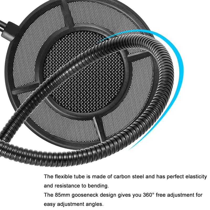 FELYBY металлическая Студия микрофон, поп-фильтр двойной слой нейлон ветрозащитный кронштейн сетка шумоподавление анти-спрей сетка