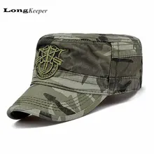 LongKeeper тактические шапки для мужчин шляпы с плоским верхом армия армия бейсболки Ретро винтажный Регулируемый шляпа камуфляж черный темно-JU5