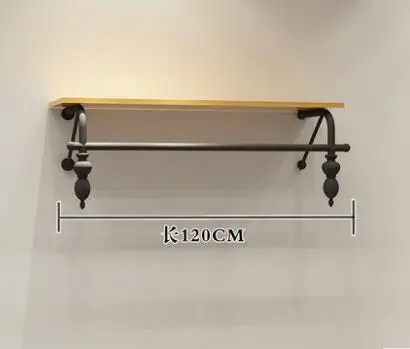 Vintage clothing store display rack wall men's and women's wear solid wood shelves wall wall hanging clothes rack hangers.