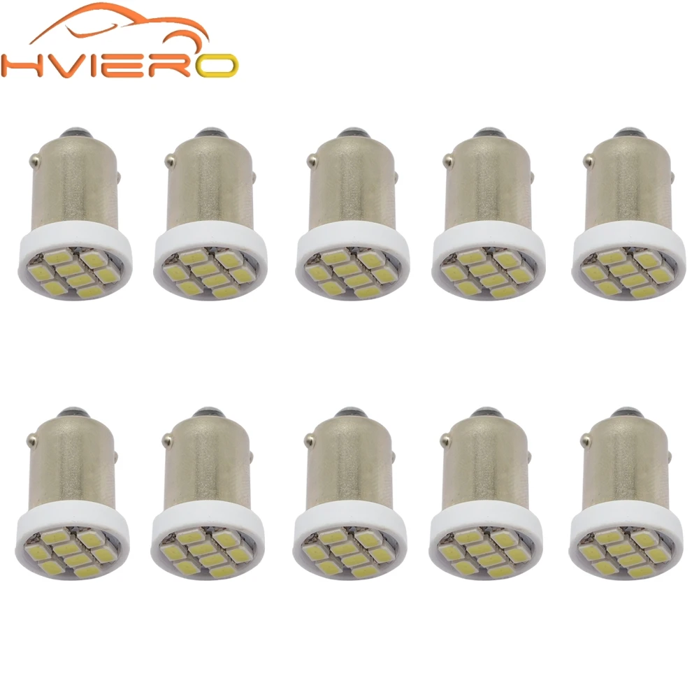 

10 Pcs BA9S 1206 8 SMD White Super Bright LED light Bulbs BA9 T4W Door light Signal Lamps Clearance License Plate lamp 8SMD