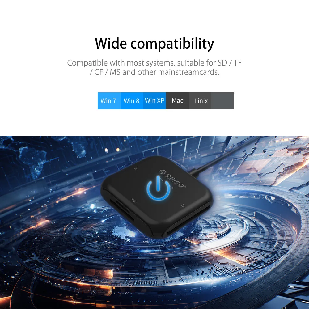 HOT-Orico 4 в 1 Usb 3,0 смарт-кард-ридер флэш мульти-карт памяти для Tf/Sd/MS/Cf 4 карты чтения и записи