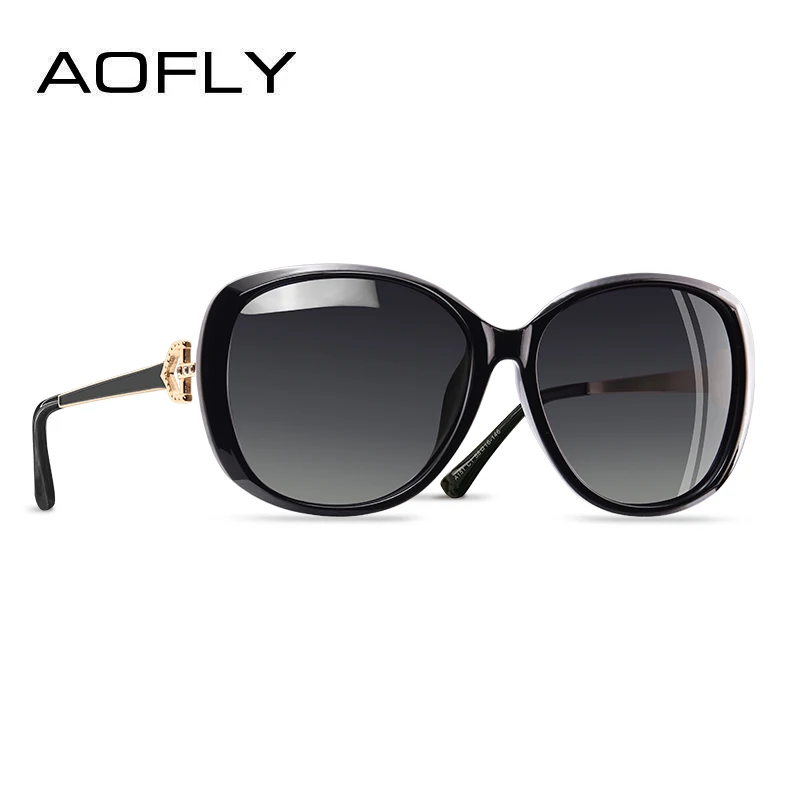 AOFLY брендовые дизайнерские роскошные женские поляризованные солнцезащитные очки женские Солнцезащитные очки женские Стразы дужки очки UV400 A151 - Цвет линз: C1Black