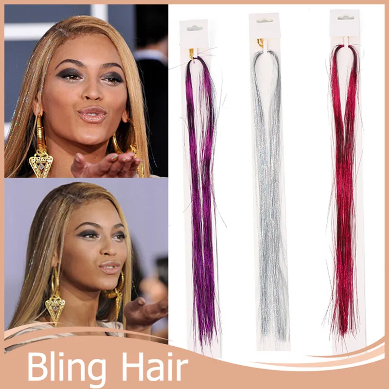 10pcs/lot Rainbow Clip In Hair Extensions BellaVia Tinsel Hair