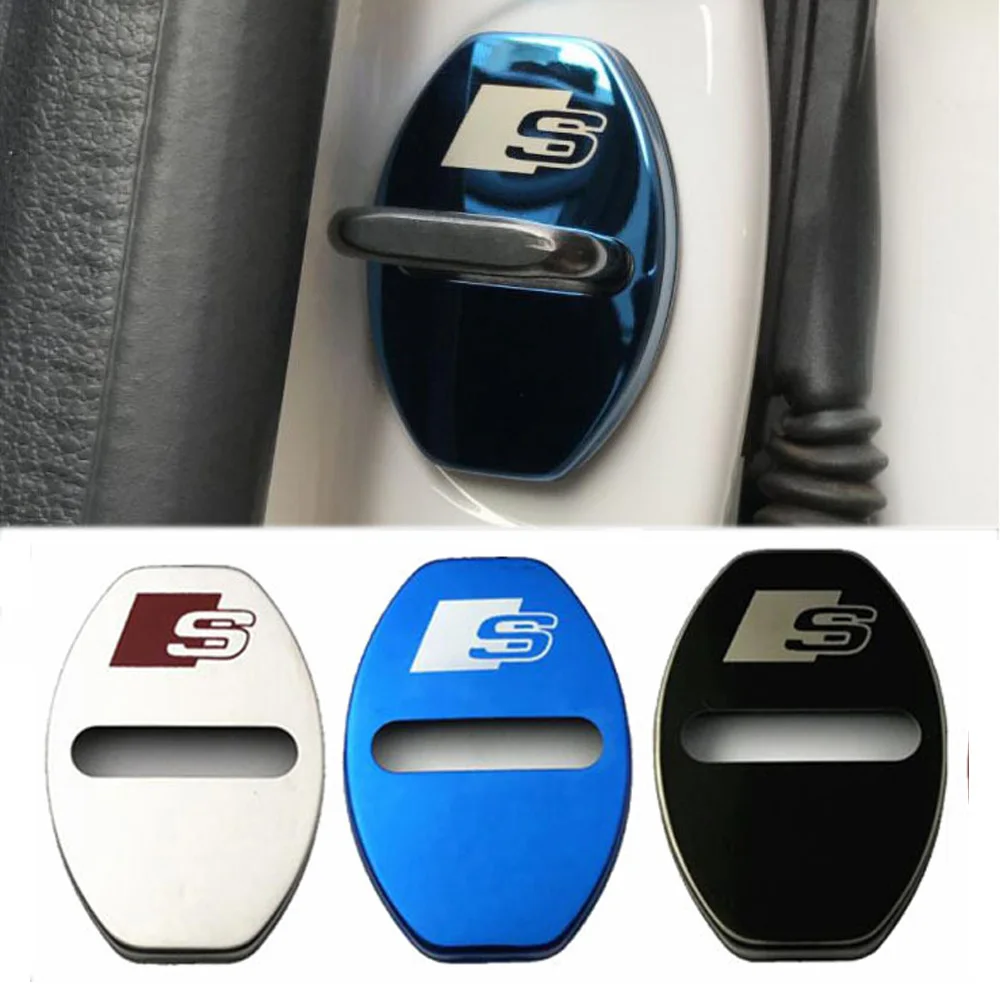 Porta do Carro de Aço Interior para Audi Estilo do Carro Inoxidável Bloqueio Capa Remendo Decoração a7 A4l A6l q5 a3 q3 q7 tt a5 a8 Acessórios 8 Cheap Molduras interiores