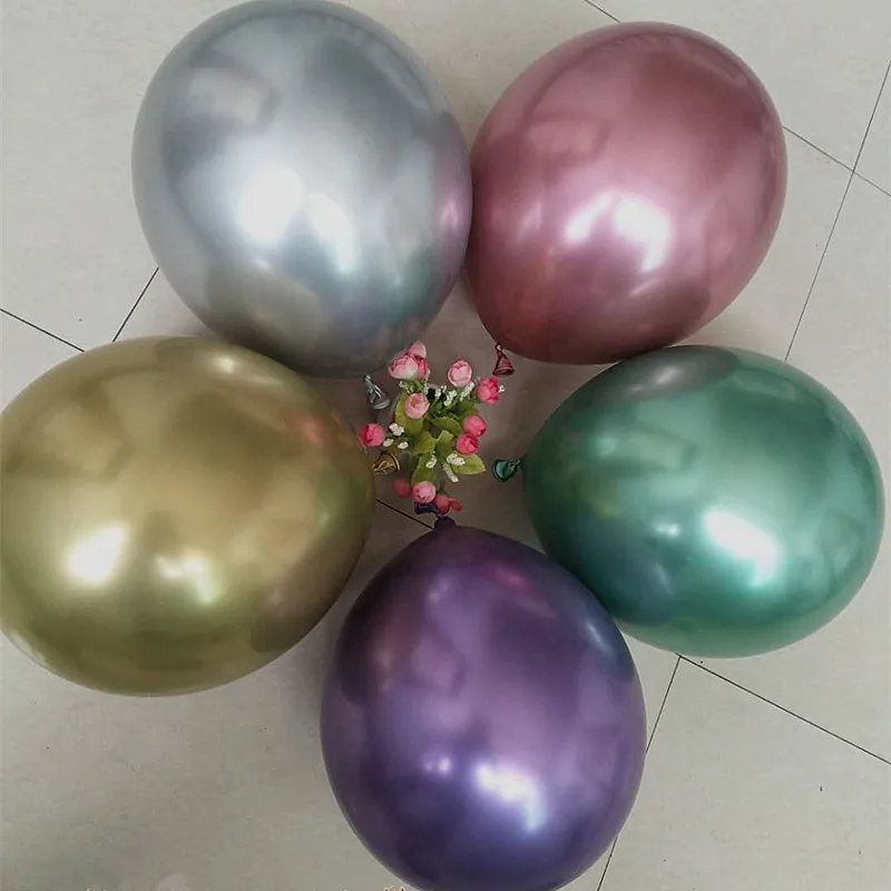 

Wholesale 50pcs/lot Metallic Chrome Latex Ballons Thick Pearly Metal Gold Colors Globos Wedding Birthday Party Supplies Balloons