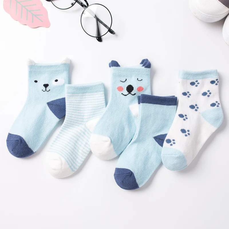 

5pairs/set Cotton Baby Socks Spring Autumn Winter Newborn Toddler Kids Socks Striped Middle Tube Socks for Boys Girls 0-6 Year