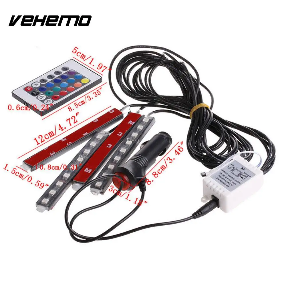 Vehemo 4 шт. светодиодные ленты огни полосы пол Декор салона автомобиля для днища светодио дный свет гирлянды прочный домашний декор Атмосфера лампы