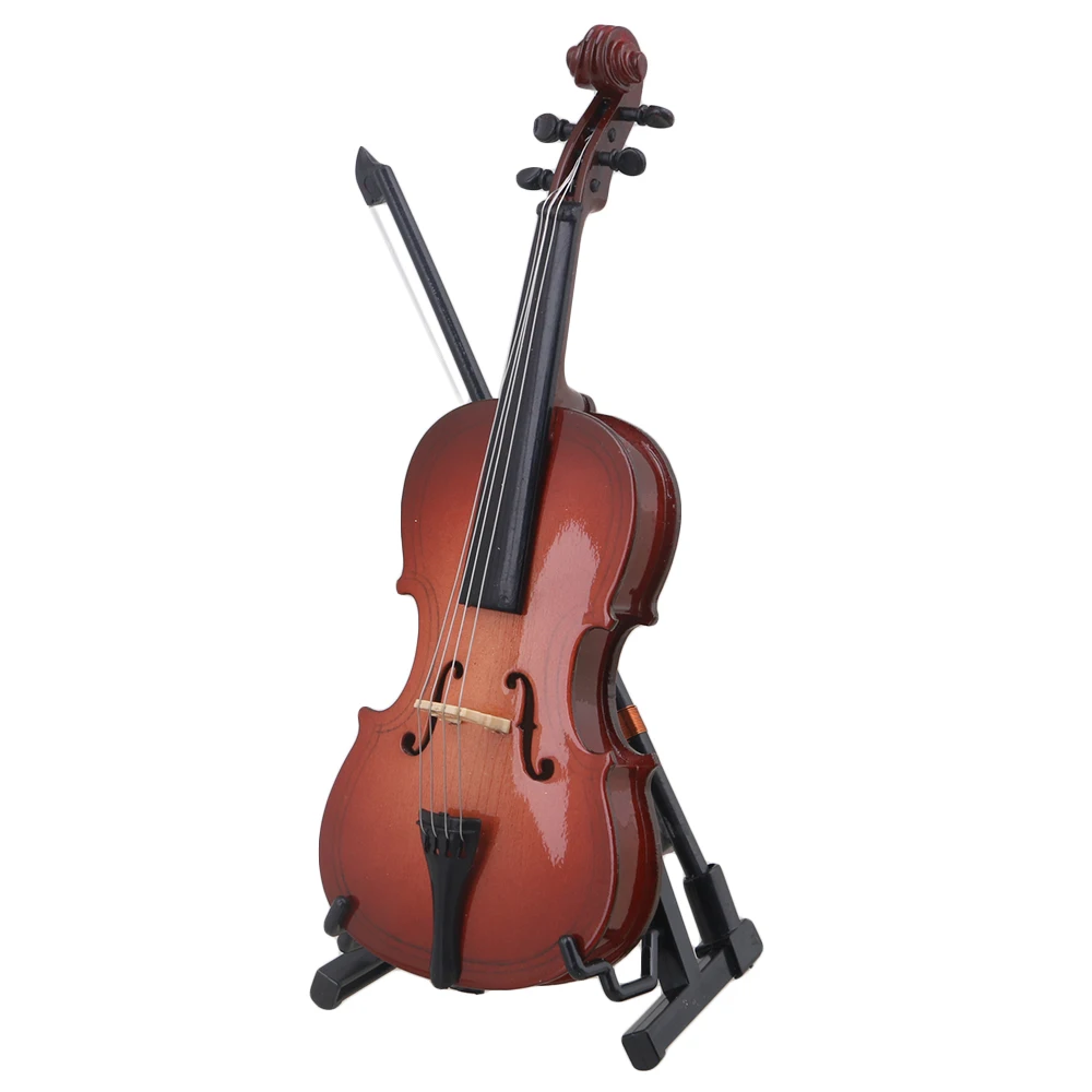 Yibuy Multicolor Resin 12CM Mini Cello Model with Stand Musical Instrument Replica Ornaments Christmas Gift Home Decoration