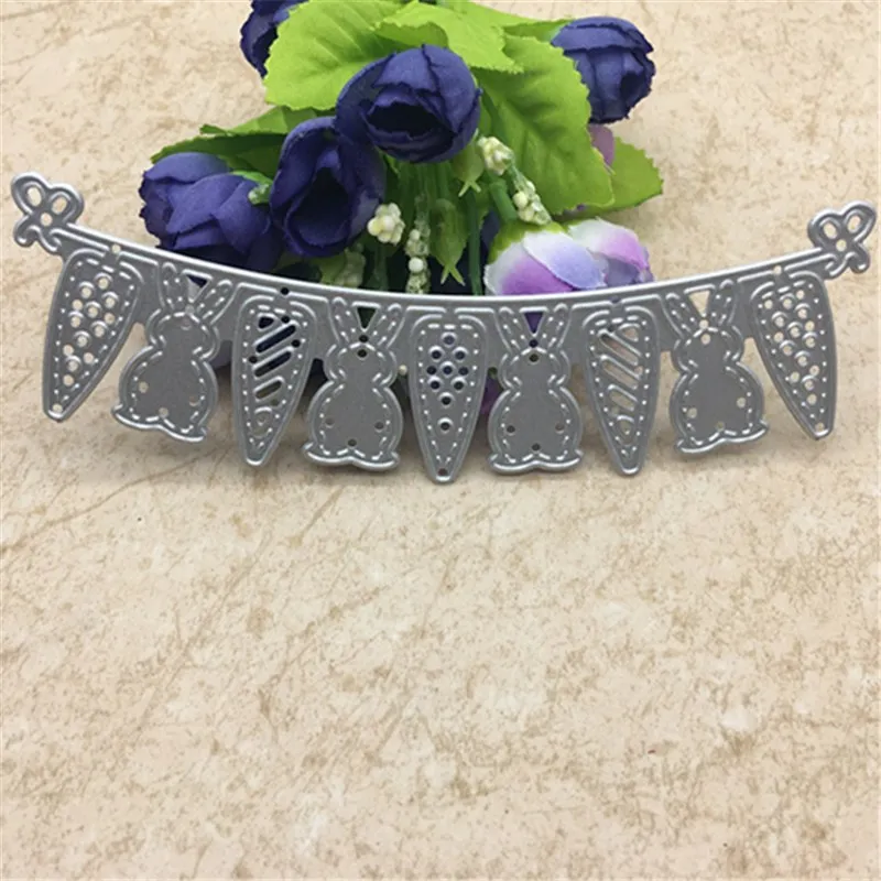 

AOKEDIY Rabbit Carrot Banner Flag Metal Cutting Dies Stencil Scrapbooking Photo Album Card Paper Embossing Craft DIY