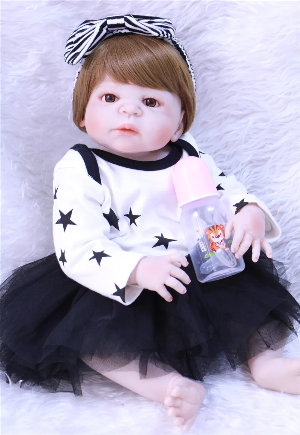 

Bebes reborn silicone girl doll NPK 23"57cm full silicone reborn baby dolls newborn baby alive child xmas gift toy dolls