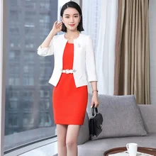 Новинка, стильный элегантный белый весенне-летний профессиональный деловой Женский блейзер, костюмы с пиджаками и платьем для дам, наряды