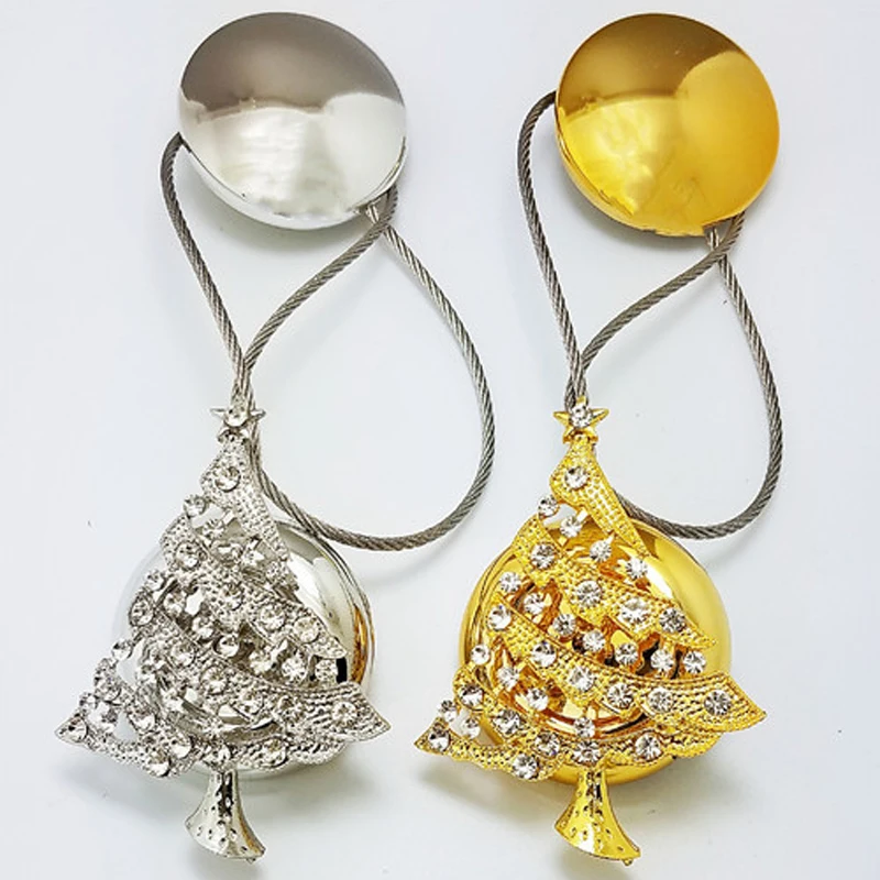 

1PCS Europe Style Christmas Tree Curtain Hook Tieback Rhinestone Curtain Magnets Holdback Tie Back Buckle Home Decor 35