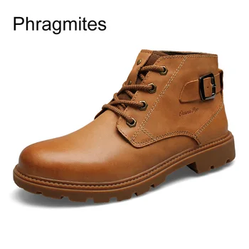 

Phragmites Handsome Cool Unisex Shoes Boots England Fashion Ankle Boots Business Boots Winter Ladies Solid Color Martin Boots
