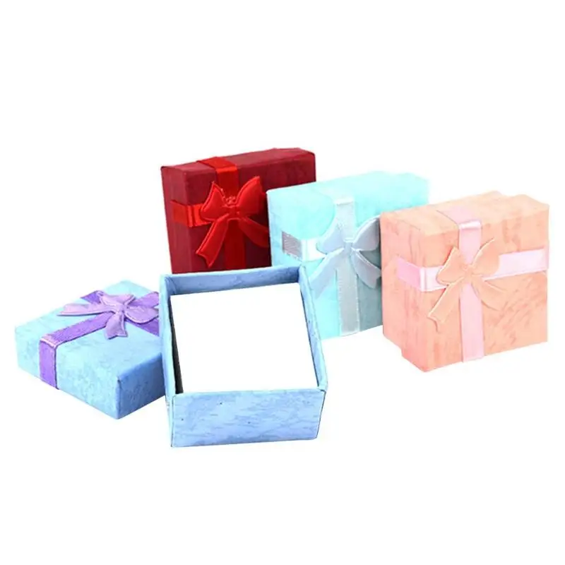 

Creative Bowknot Square Organizer Box 4 cm Rings Storage Box For Rings Earrings Storage Box Small Gift Box