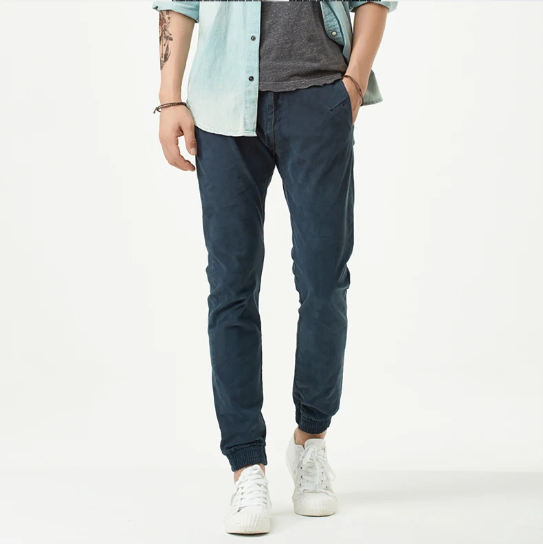 Htlb бренд на весну и зиму новая Для мужчин мода Slim Fit Повседневное брюки Trousers100% хлопок человек из сплошной мягкой брюки мужские по выгодной цене