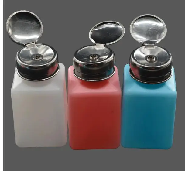 1pcs 200ML Portable Press Empty Refillable Bottle Liquid Alcohol Pump UV Gel Nail Polish Cleaner Acetone Water Remover Dispenser