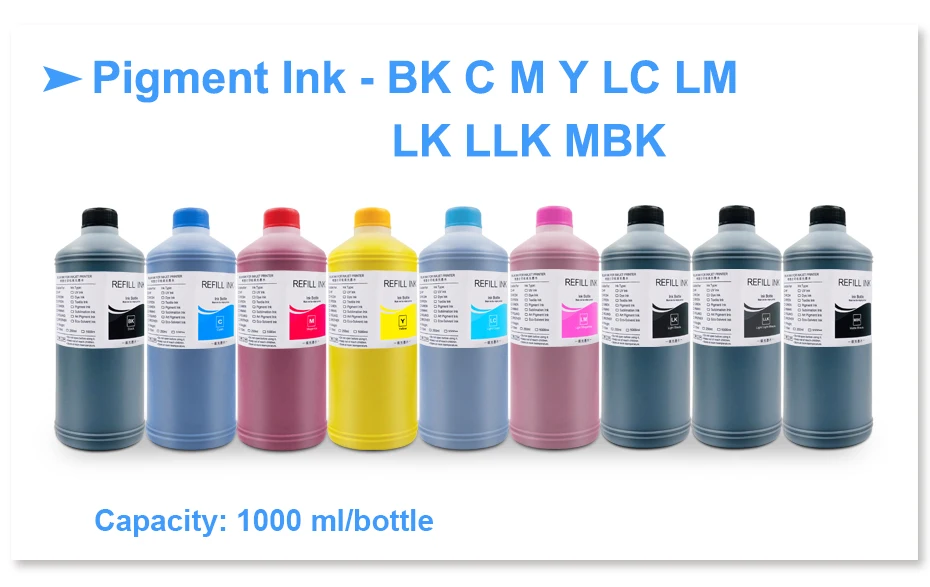Kit para Epson Universal Pigmento Tinta Reenchimento Surecolor P600 P800 P6000 P7000 Stylus Pro 7890 9890 3800 3880 11880 9x1000 ml 4 Computador e Escritório