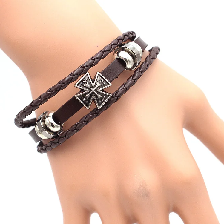 Модные кожаные браслеты с крестом, браслеты в стиле стимпанк, украшение для Forsining, модные дизайнерские украшения