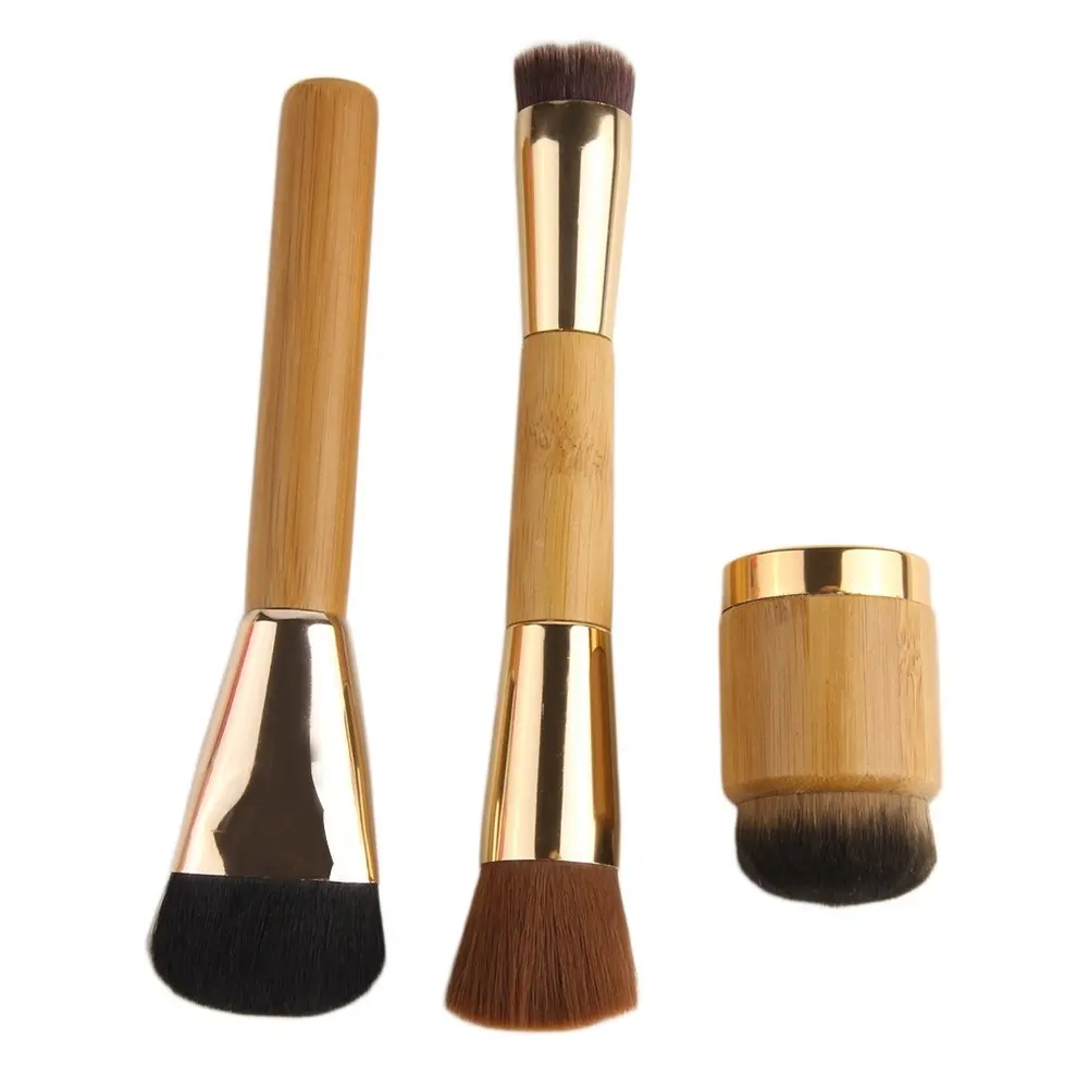 High Quality 3Pcs/Set Bamboo Handle Foundation Powder Bronzer Concealer