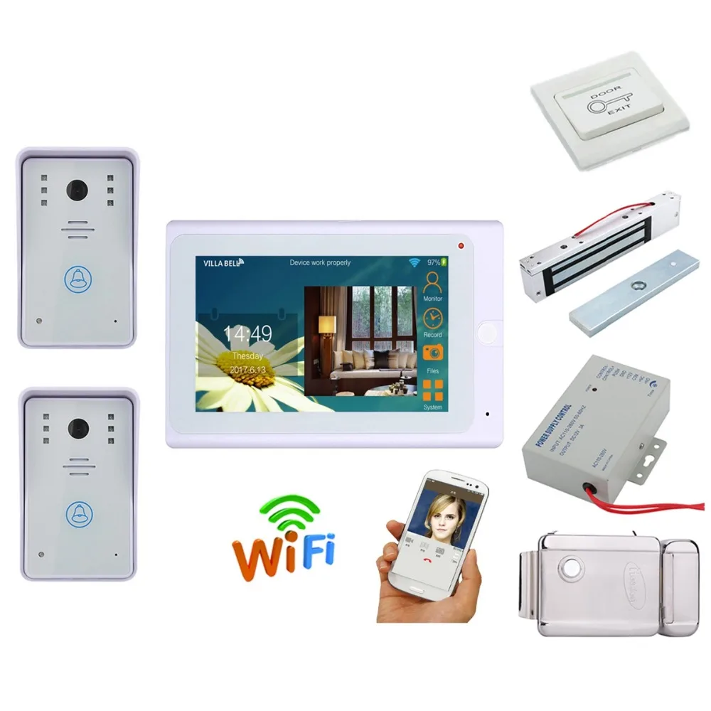 Домашний набор " TFT проводной/беспроводной Wifi видео-звонок Дверной домофон с 1000TVL проводной камерой ночного видения+ Электрический замок