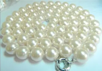 

Free shipping@@@@@Charming!14mm White Sea Shell Pearl Necklace 32"AAA