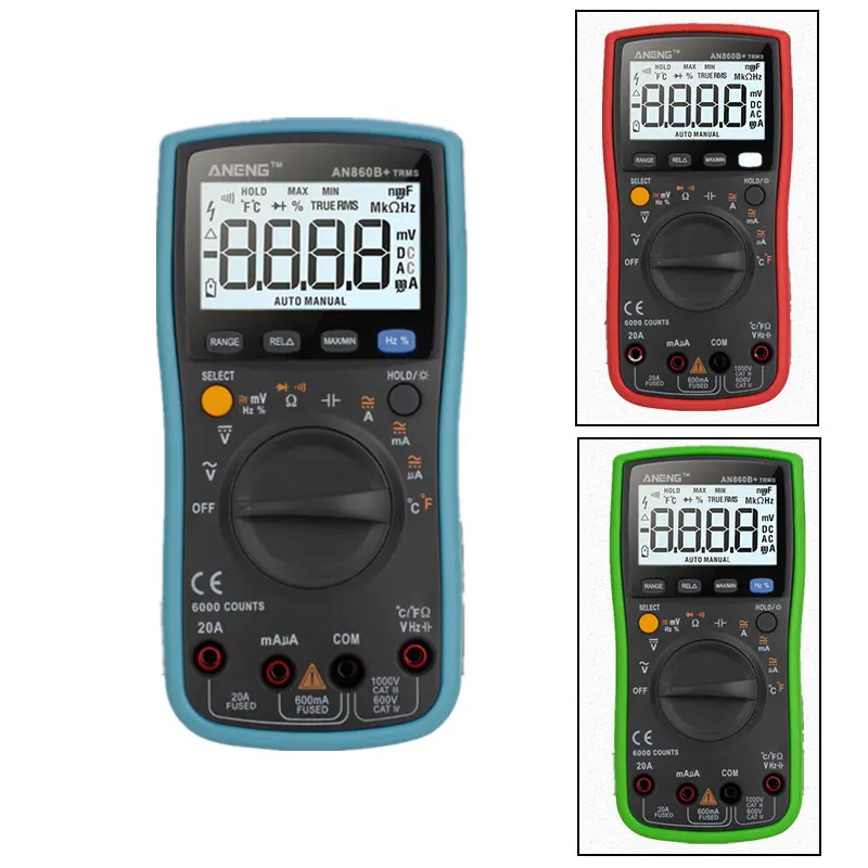 

AN860B LCD 6000 Counts Digital Multimeter Backlight AC/DC Current Voltage Resistance Frequency Temperature Tester Multimetro