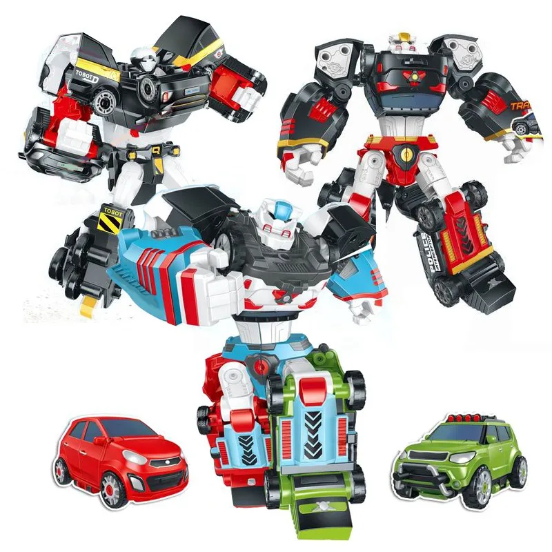 

New Car Robot Toys Black Tobot 4 In 1 Transformation Robot 4 Car Merge Deformation Model Collectible Toys Kid Birthday Gifts