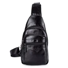 Нагрудная сумка мужская из искусственной кожи, нагрудная сумка с функциональной сумкой для путешествий, мужская сумка-слинг, черная P1015