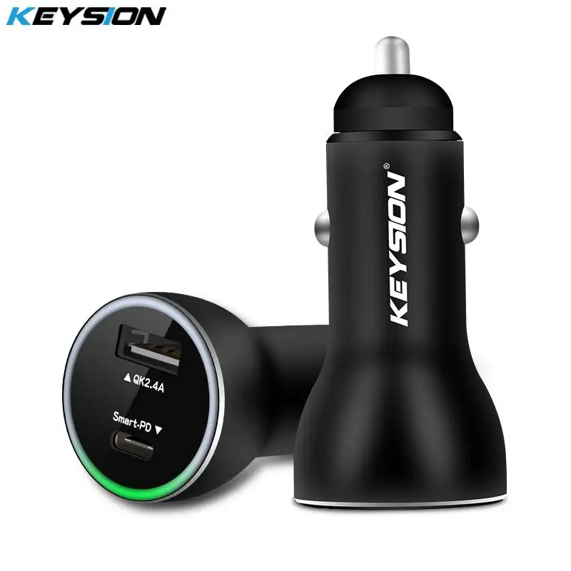 KEYSION Dual Port PD Fast Car Charger USB C Power Delivery Adapter Quick Charging for iPhone XS Max XR for Samsung S9 S8 Note 9 KEYSION Dual Port PD Fast Car Charger USB C Power Delivery Adapter Quick Charging for iPhone XS Max XR for Samsung S9 S8 Note 9