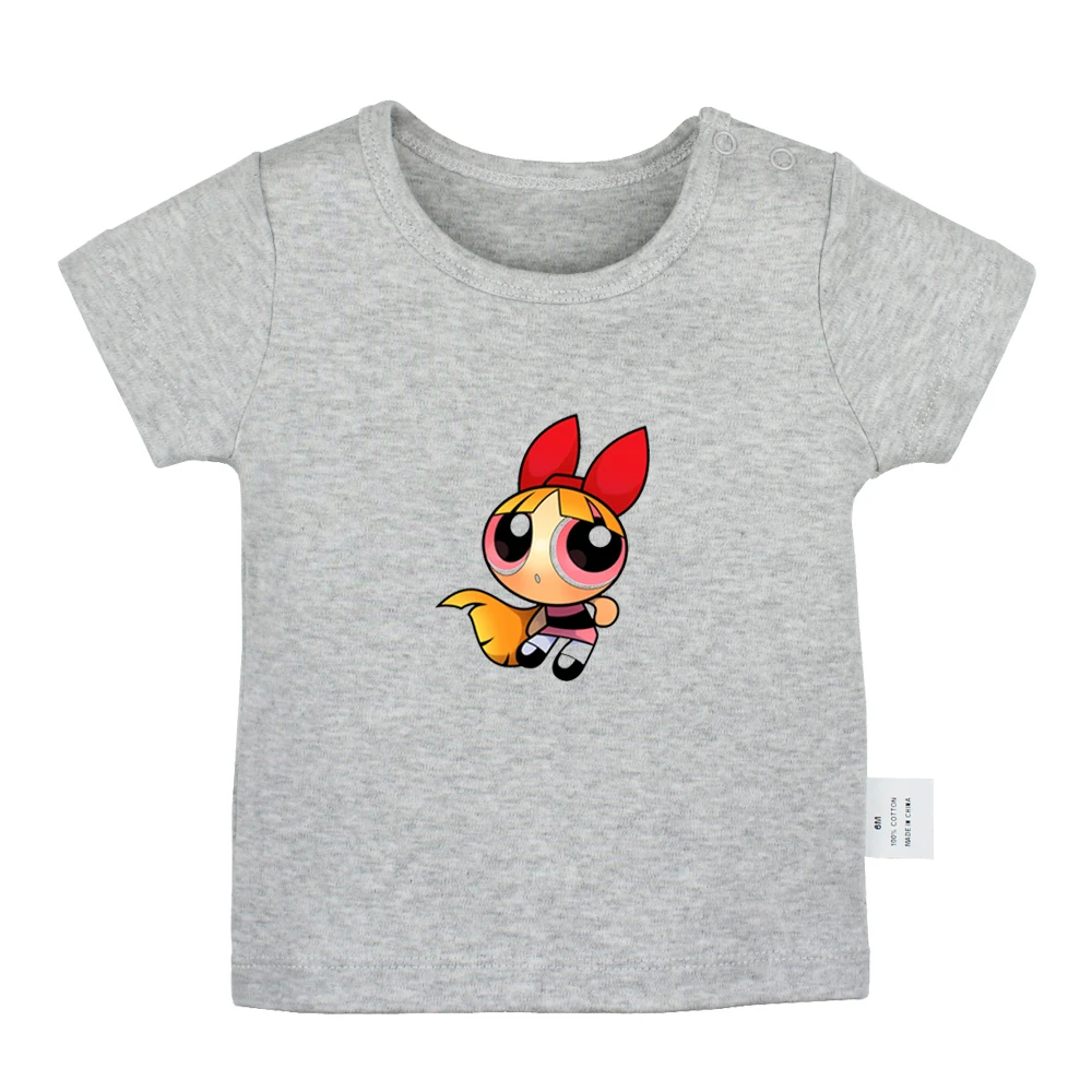 

Animation Powerpuff Girls Black Cat wednesday Pug Dog Newborn Baby T-shirts Toddler Graphic Solid color Short sleeve Tee Tops