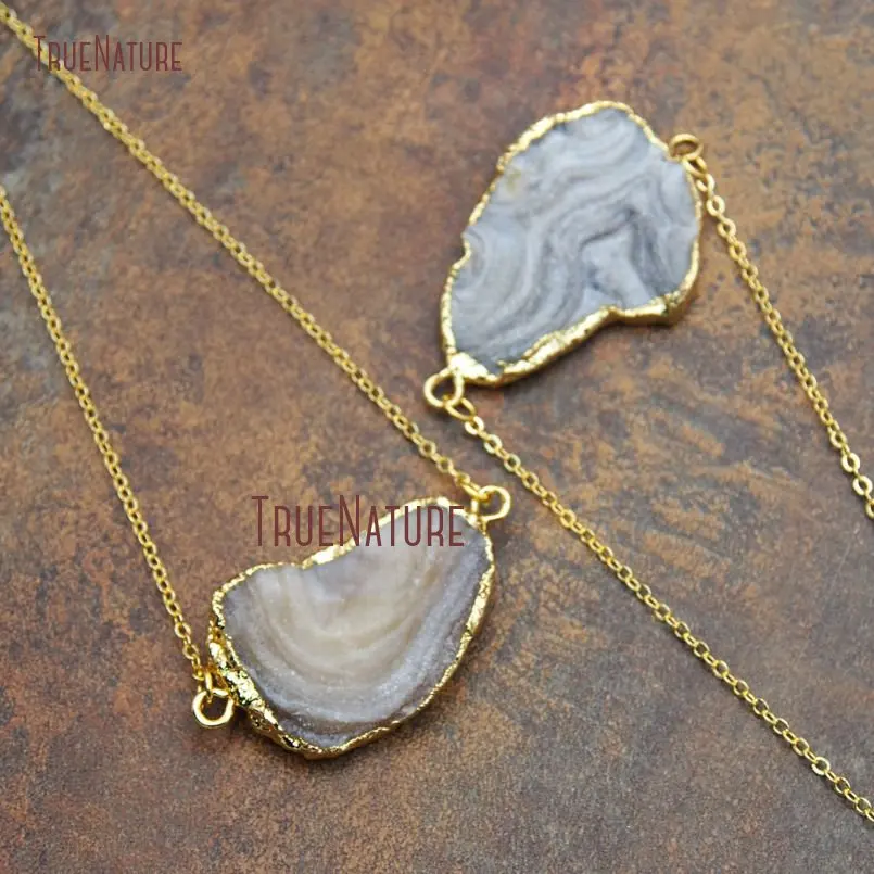 20180315-NM11137- Druzy Cluster Pure Gold Color Necklace Solar Agate Necklace_2