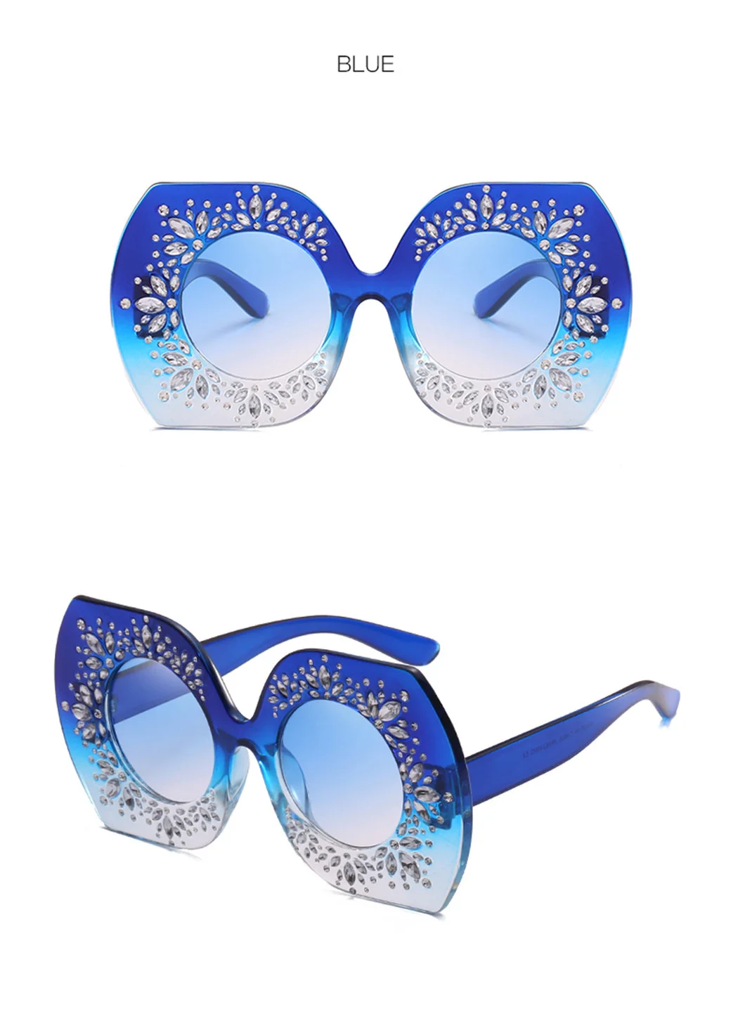 Негабаритных горный хрусталь нестандартная оправа солнцезащитные очки Для женщин модные очки Личность Круглый Объектив Для женщин с солнцезащитные очки UV400 аксессуары