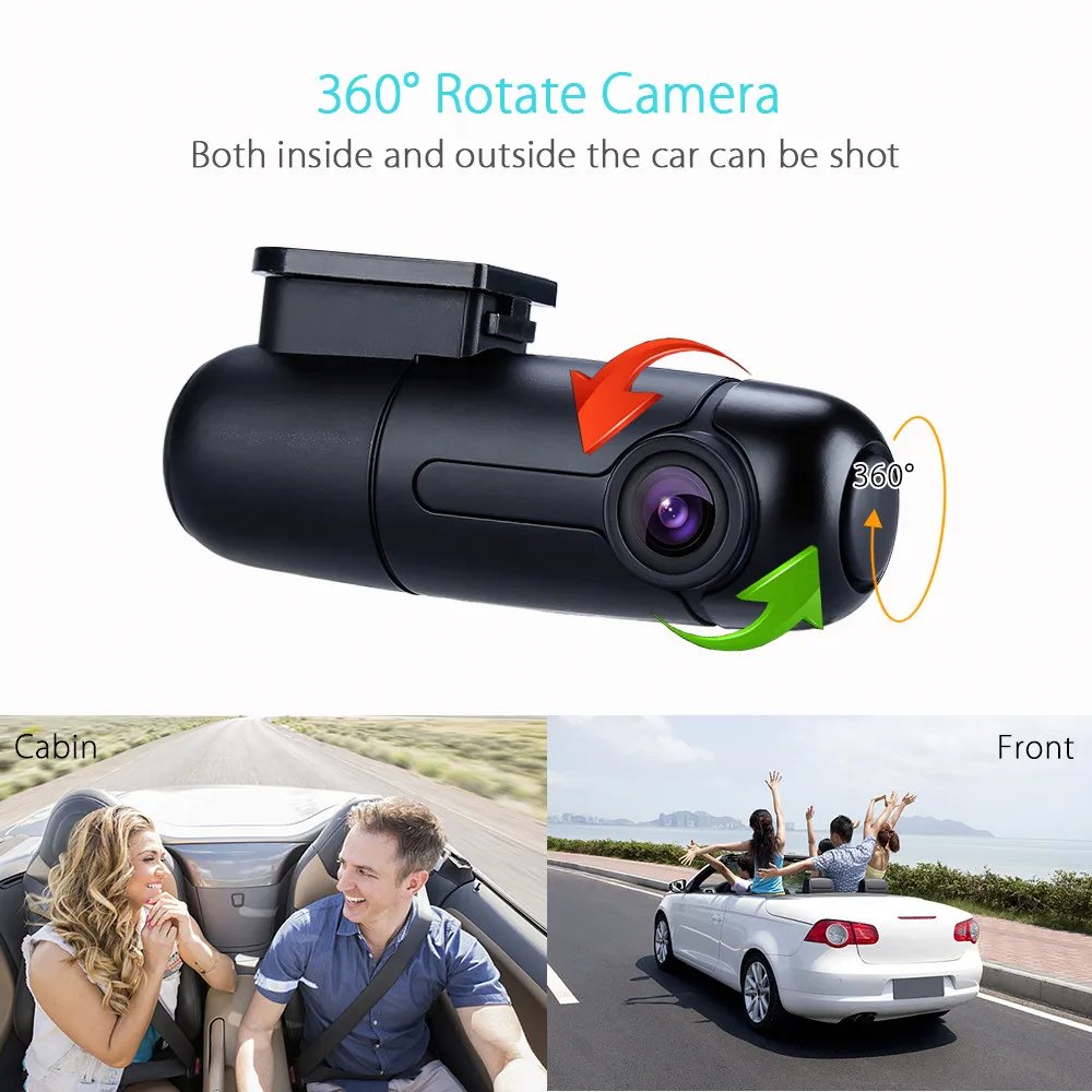 Blueskysea B1W Dash камера HD 1080P Мини WiFi Dashcam вращающийся объектив камеры NT GM8135S Автомобильный видеорегистратор