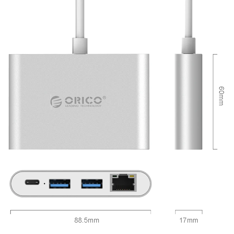 USB Ethernet адаптер 2 порта USB 3,0 type-C* 1 концентратор USB к Rj45 Соединительная плата локальной компьютерной сети для Macbook pro Рабочий стол Mac, RCR2A