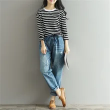 3XL рваные джинсы для женщин мешковатые джинсы для женщин с эластичной талией размера плюс шаровары брюки Pantalones Mujer Jean Femme Новинка