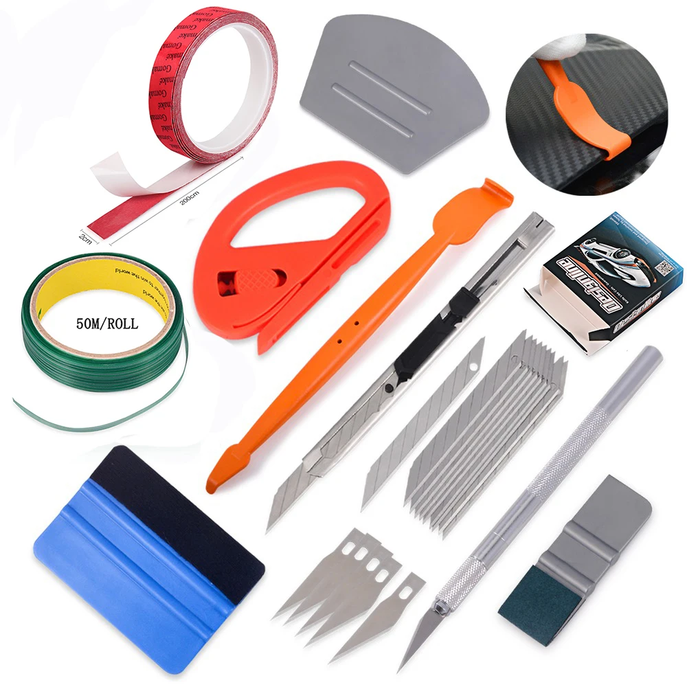 

EHDIS Vinyl Car Wrap Sticker Cutting Tools Kit Magnet Squeegee Scraper Cutter Knife Carbon Film Microfiber Felt Car Accessories