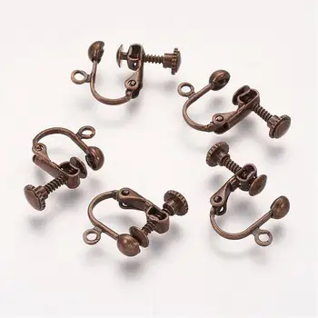 

Brass Screw Clip Earring Converter, Antique Bronze Color, Size: about 13mm wide, 16mm long, 3mm thick, hole: 1.2mm