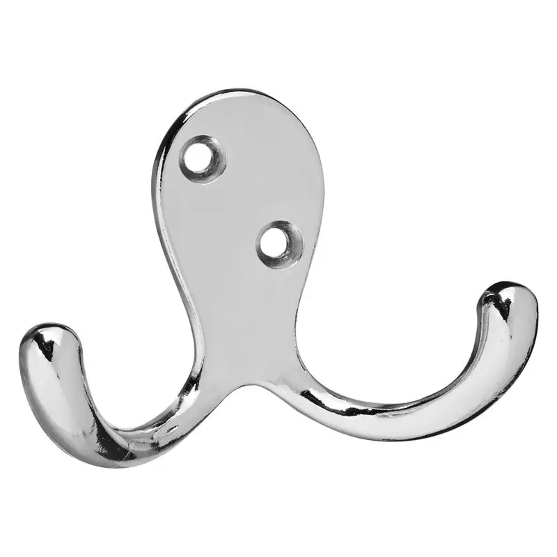 Bright chrome Interior Decor Double Prong Robe HookRobe Hooks