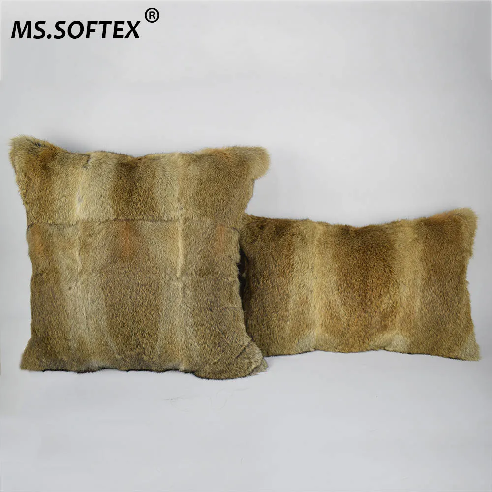 

MS.Softex Natural Rabbit Skin Pillow Case Genuine Rabbit Fur Pillow Fur Cushion Fur Pilllow Cover Factory OEM FREE SHIPPING
